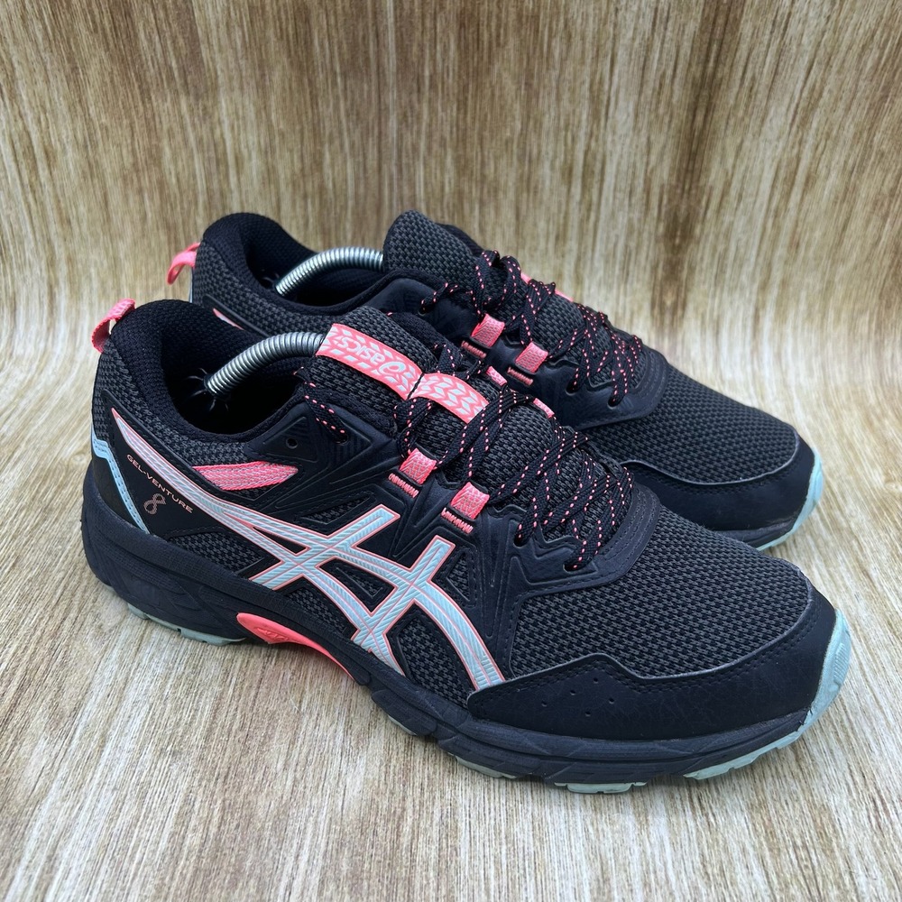 ASICS Gel-Venture 8 Women's Size 8.5 Black Pink Trail Shoes Sneakers 1012A708